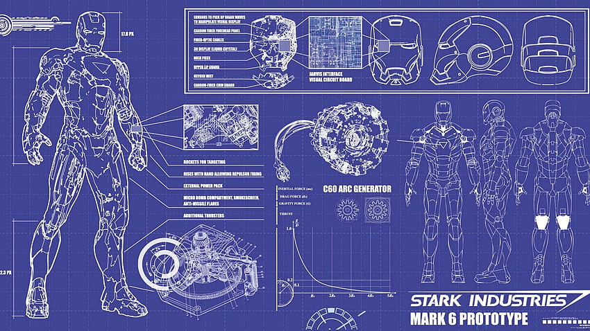 Plan d'Iron Man. Armure d'Iron Man, Iron Man Stark, réacteur à arc d'Iron Man Fond d'écran HD