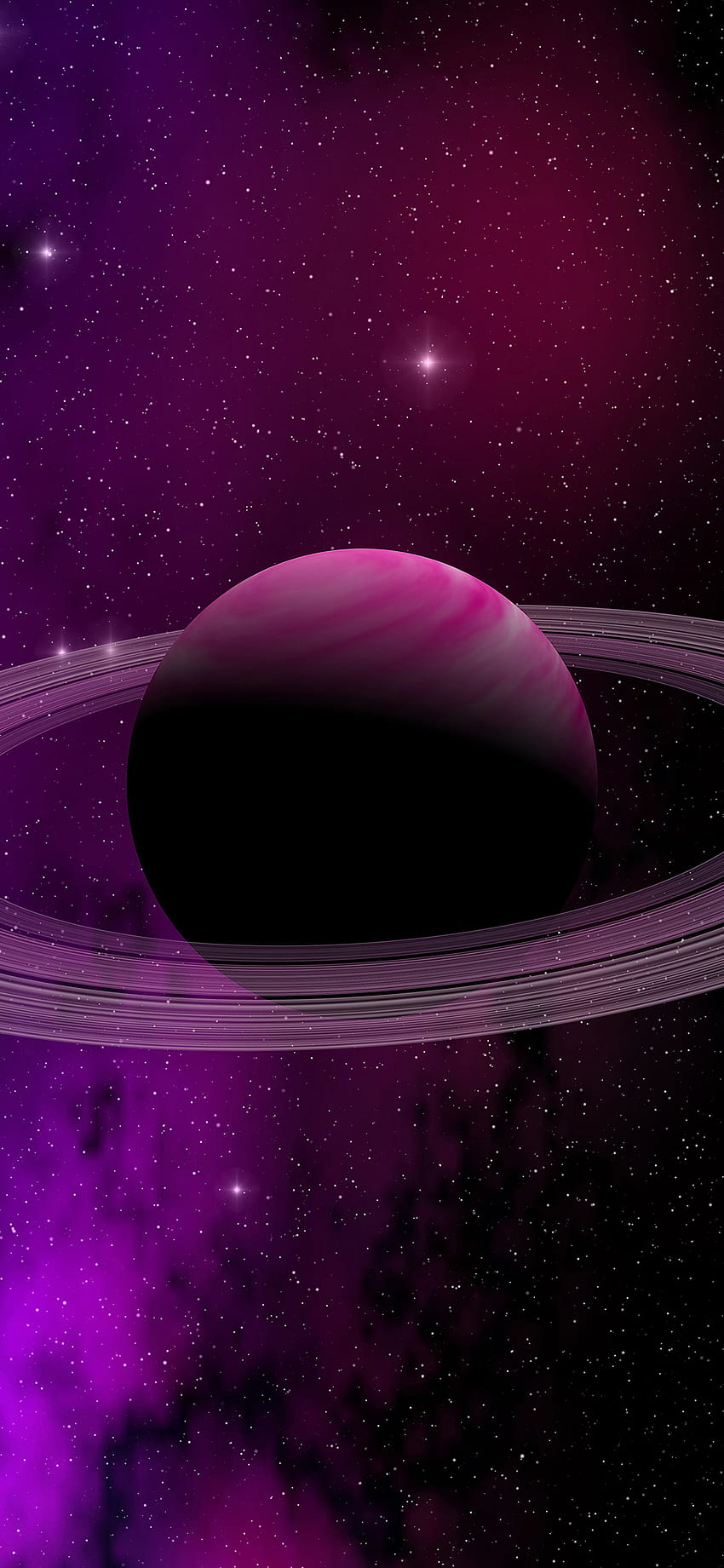 Planeta kosmiczna Saturn Gwiazda ilustracja sztuki fioletowy, czarno-biały Saturn Tapeta na telefon HD
