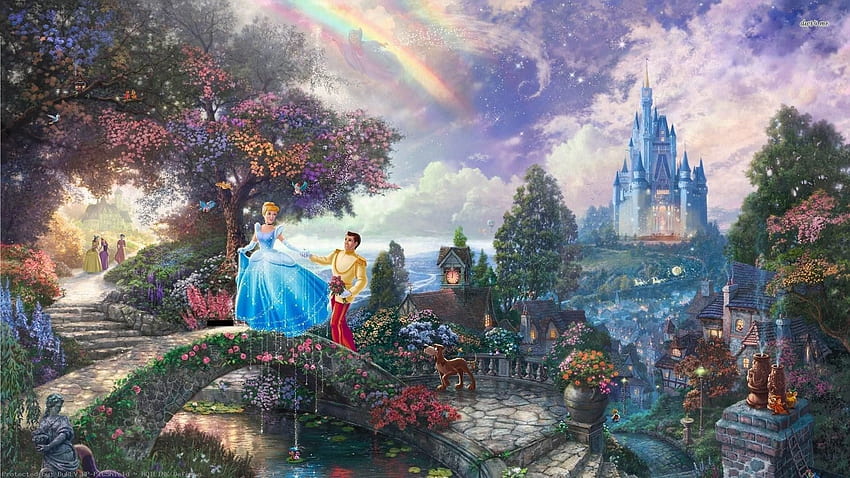 Cinderella, Thomas Kinkade. Cinderella, Disney, lukisan Disney Wallpaper HD