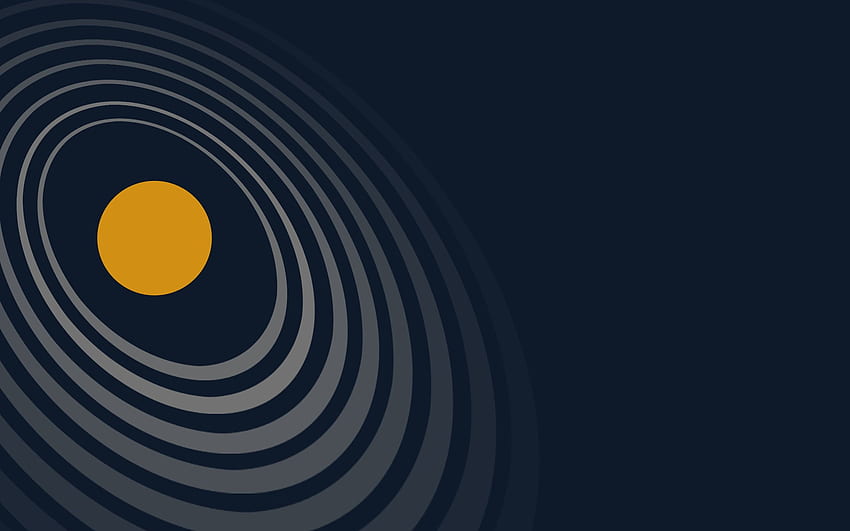 Gelbe Kugel, Sonnensystem, Minimalismus, abstrakt, Raum, minimalistisches Sonnensystem HD-Hintergrundbild