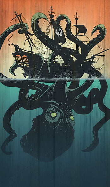 Wallpaper ID 105696  digital art artwork Kraken sea ship waves  storm free download