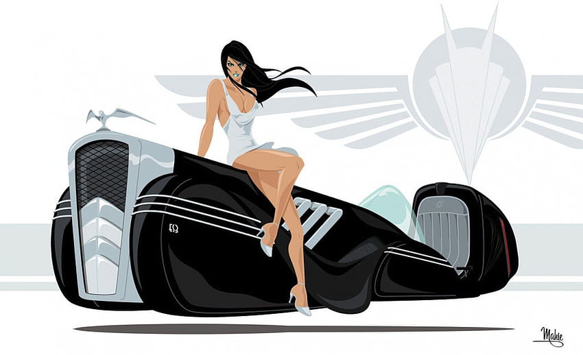 Empire Speeder, retro, model, imperium, samochód, kobieta, art deco Tapeta HD