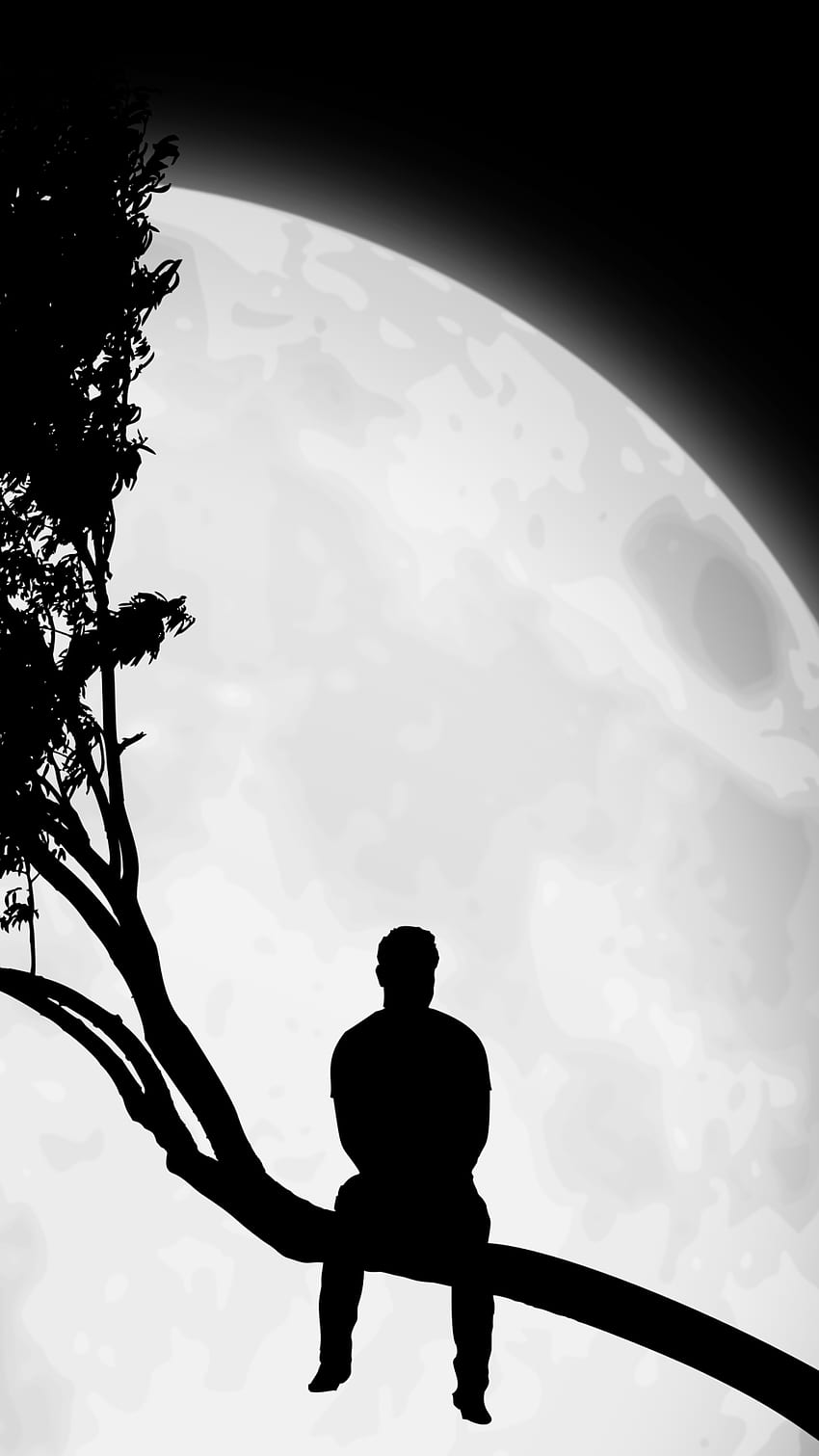 Alone with moon. Alone art, Lonely art, Alone boy HD phone wallpaper