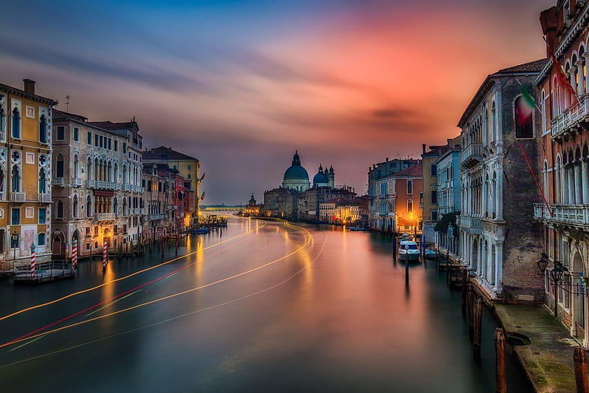 Nuit des canaux à Venise, mer, italie, maisons, océan Fond d'écran HD