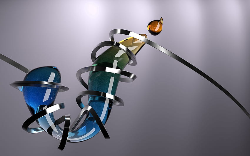 3D, Form, Glas, Plexus, Spirale HD-Hintergrundbild