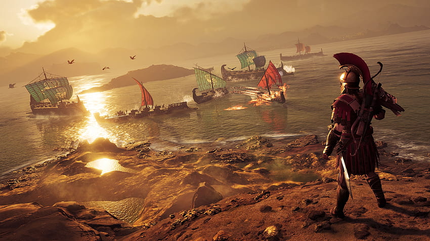 Assassin's Creed Odyssey, Sea Battle, Sailing Ships for U TV HD wallpaper