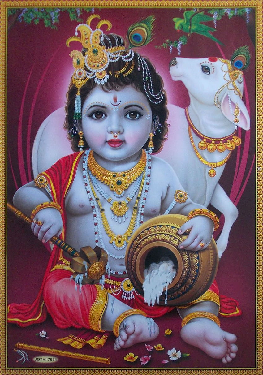 Baby Lord Krishna, Divine Cow - POSTER (Big Size Inches) FOR SALE • $6.75 • See ! Money Back Guarantee. Bal krishna, Krishna , Krishna statue HD phone wallpaper