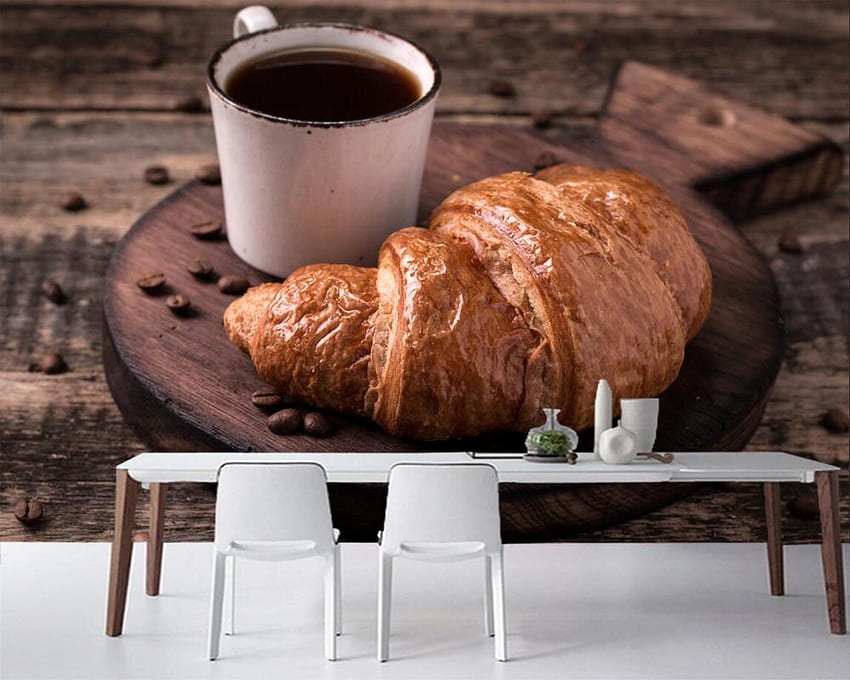Papel de pared Croissant Coffee Mug Grain Food , living room kitchen restaurant fast food shop bar cafe custom murals - buy at the price of $13.50 in HD wallpaper