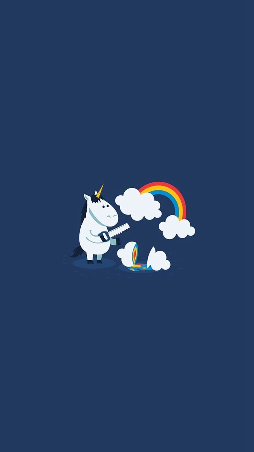 Unicorn Saw Clouds Rainbow Funny HD phone wallpaper