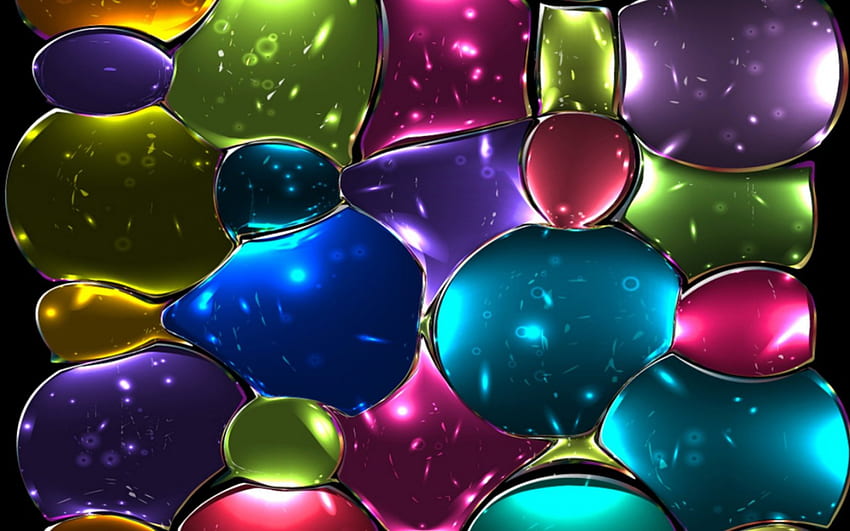 blue, stained, summer, purple, pink, rainbow, green, yellow, glass, luminos, bubbles HD wallpaper