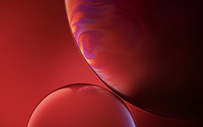 Iphone Xs Max Oficjalna grafika firmy Apple, czerwona bańka, czerwony Mac Tapeta HD