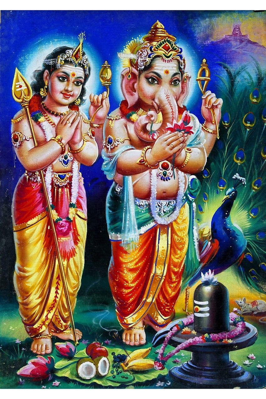 Lord Ganesh und Murugan – Thevar Art Gallery, Vinayagar Murugan HD-Handy-Hintergrundbild