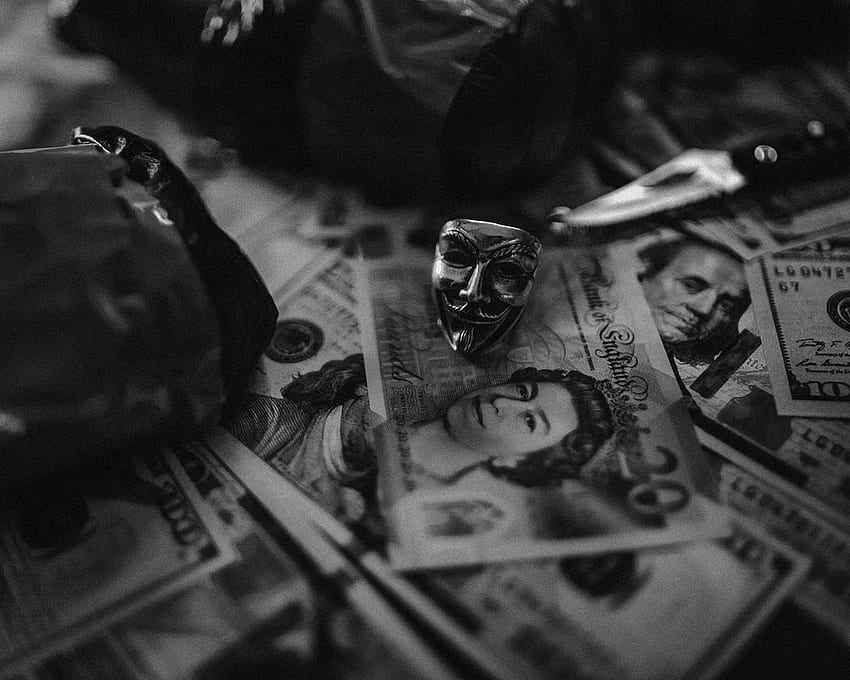 Roubo de dinheiro, dinheiro preto e branco papel de parede HD