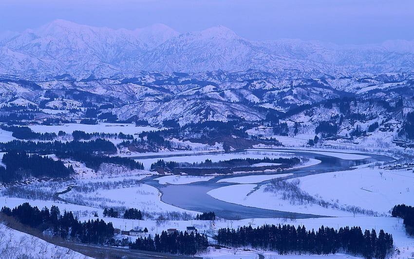 Winter: Ianuarie Winter Tree River Japonia Snow for, 16 9 Winter HD wallpaper