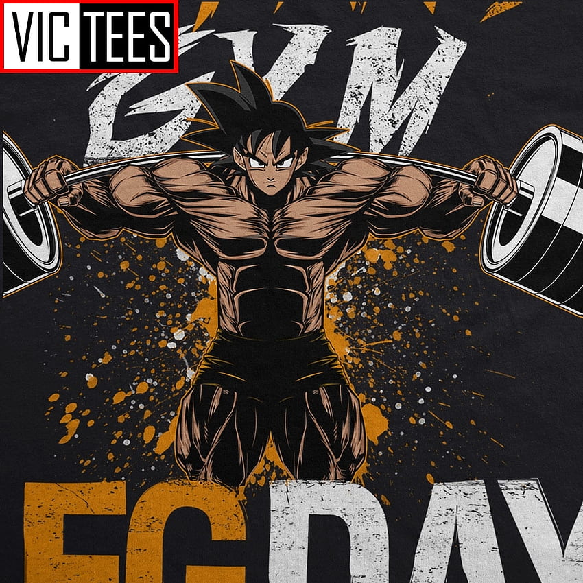 Super Gym Lifting Weights Shirt Graphic Men Tees Round Neck, Goku Gym HD phone wallpaper