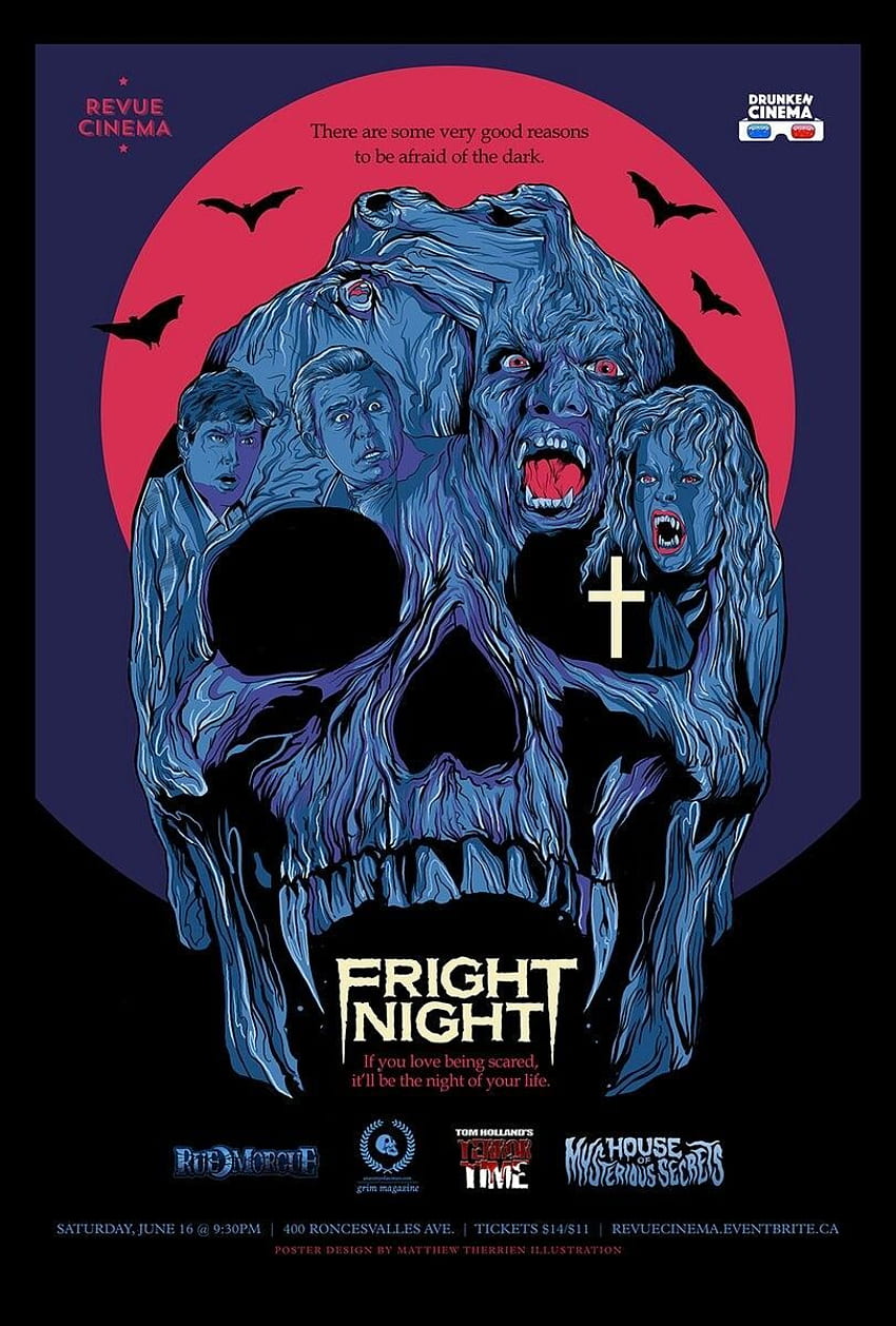 คืนที่น่ากลัว (1985) โปสเตอร์หนังสยองขวัญคลาสสิค Fright night โปสเตอร์สยองขวัญ วอลล์เปเปอร์โทรศัพท์ HD