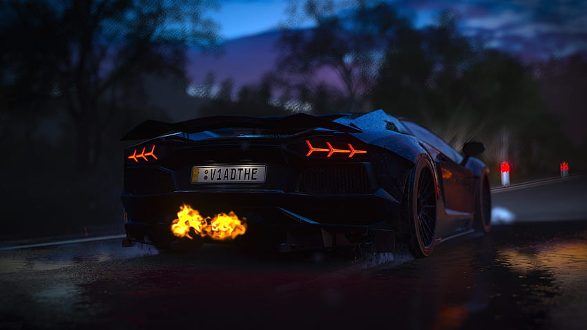 Forza horizon 3, Lamborghini Aventador, sports car, video game HD wallpaper