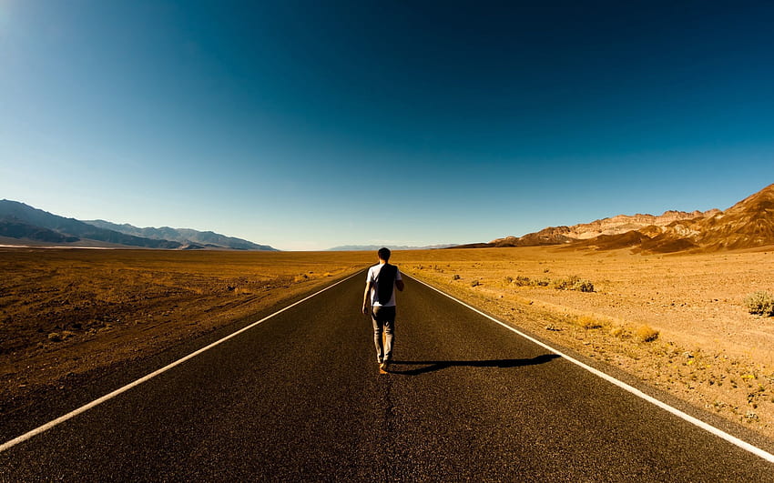 Nature, Road, Path, Loneliness, Guy, Emptiness, Void, Way, Back HD wallpaper