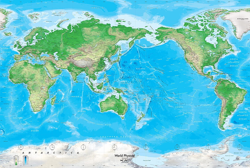 World Globe Map Asia Centric Best World Map Mural Detaillierte HD-Hintergrundbild