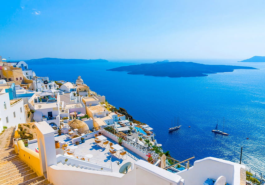 Griechenland und Hintergrund, Strand von Santorini HD-Hintergrundbild