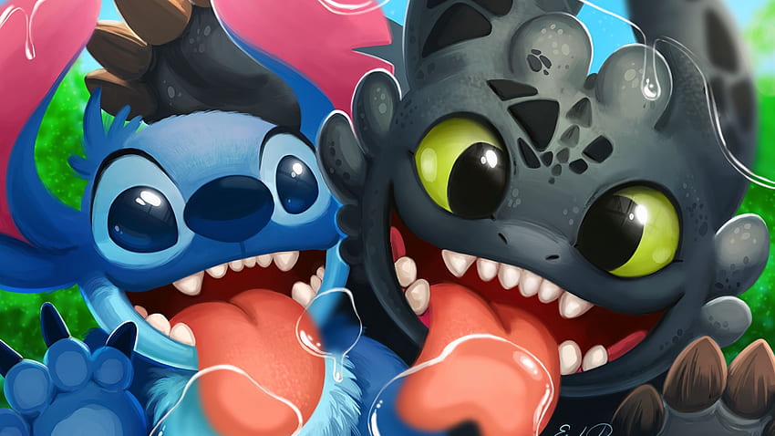 Stitch, Lilo And Stitch, Toothless, How To Train Your Dragon, Crossover, , , Background, D0fad7 HD wallpaper