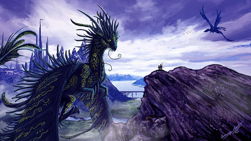 Fantacy Element Earth Fire Wind Water Wallchan, Gothic Dragon HD wallpaper