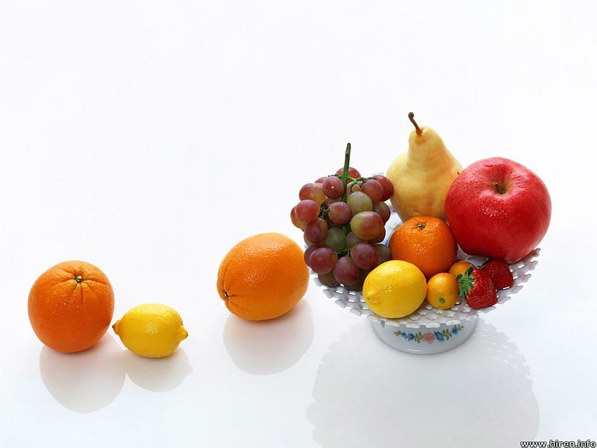 Fruit Bowl, pear, grapes, glass bowl, fruit, apple, food HD wallpaper