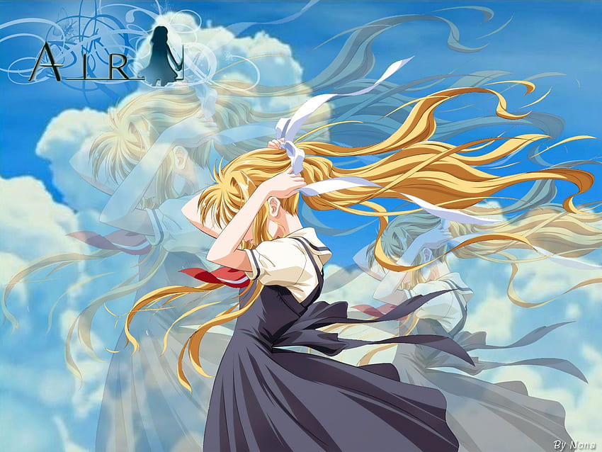 Anime fly sky light dress long hair original sun girl beauty wallpaper, 3200x1800, 815914