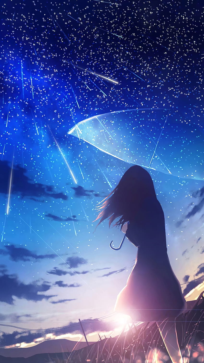 Anime girl, sky, mangas, fille HD phone wallpaper