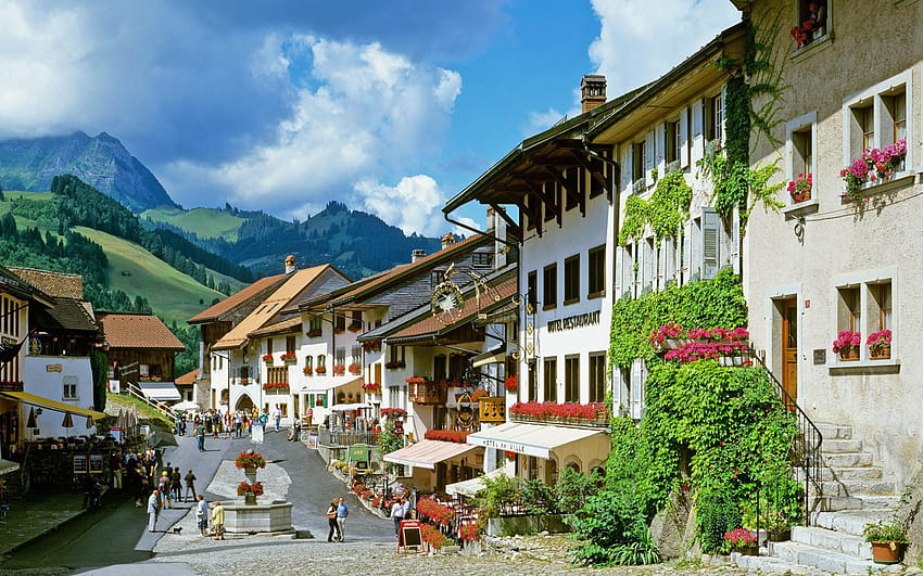 아름다운 마을 스위스, 스위스 마을 HD 월페이퍼