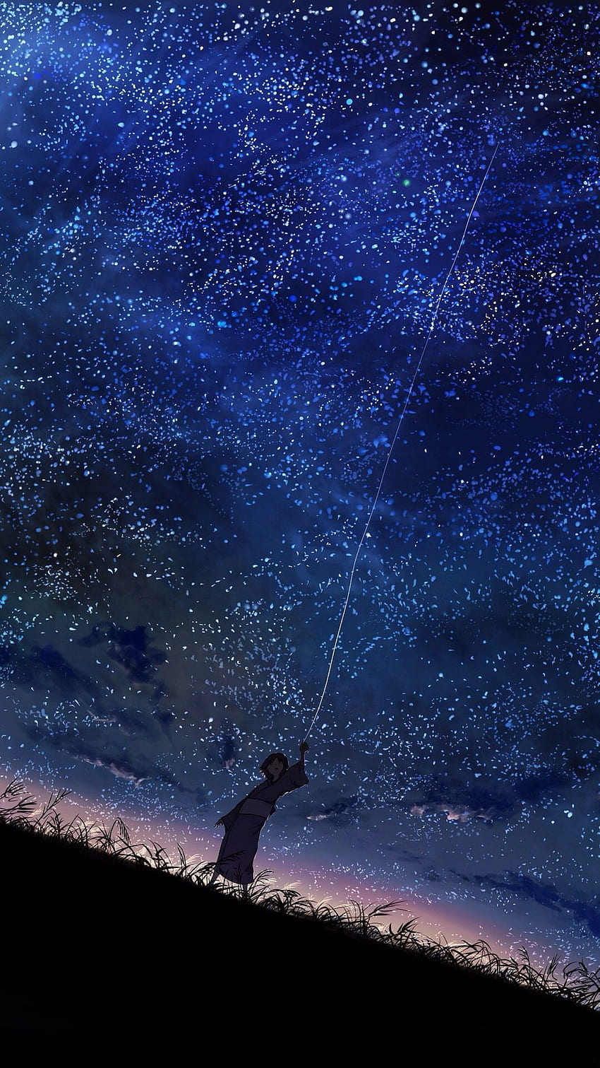 yıldızlı gökyüzü manzarası / anime sanatı. Rüya gibi GÖKYÜZÜ. Anime, Gerçeküstü Anime HD telefon duvar kağıdı