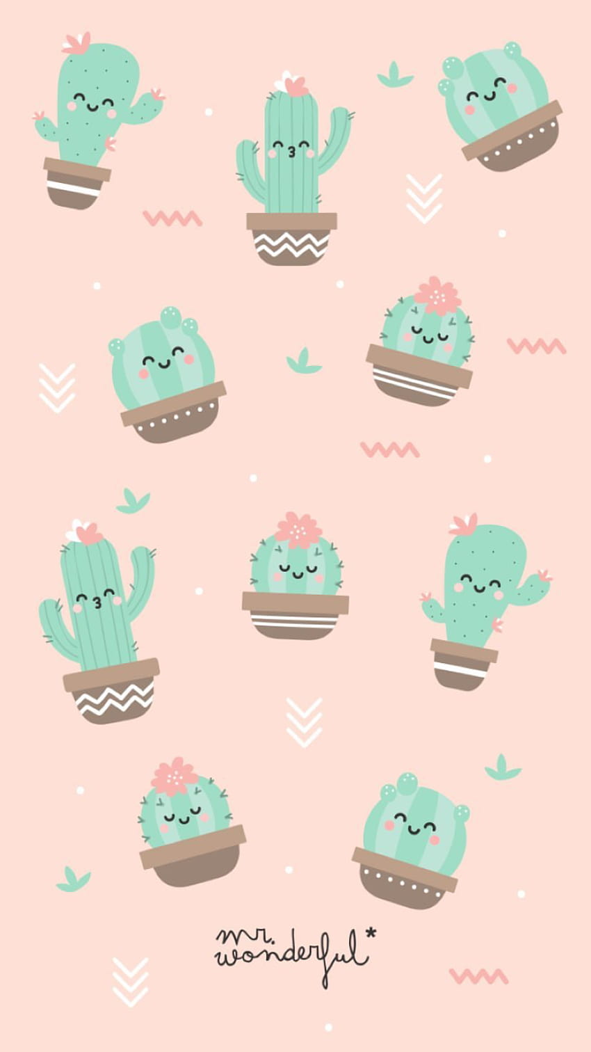 Fondo Walpaper kawai. iphone cute, Cactus background, Fruit, Kawaii Cactus HD phone wallpaper