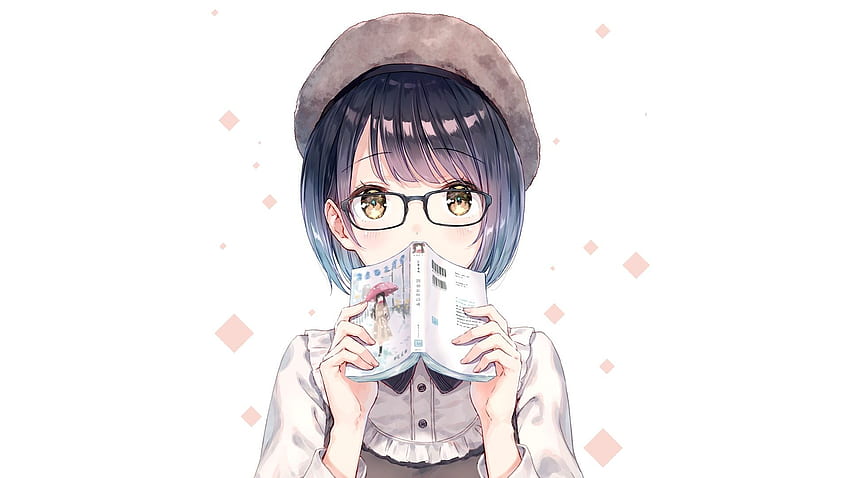 Anime Girl, Short Hair, Book, , , Background, 1df774, Anime Girl Reading HD wallpaper