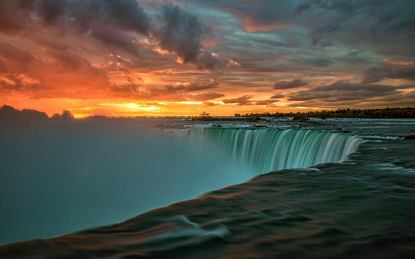 Canada, Ontario, Niagara River, morning, sunrise, Sunrise Waterfall HD ...