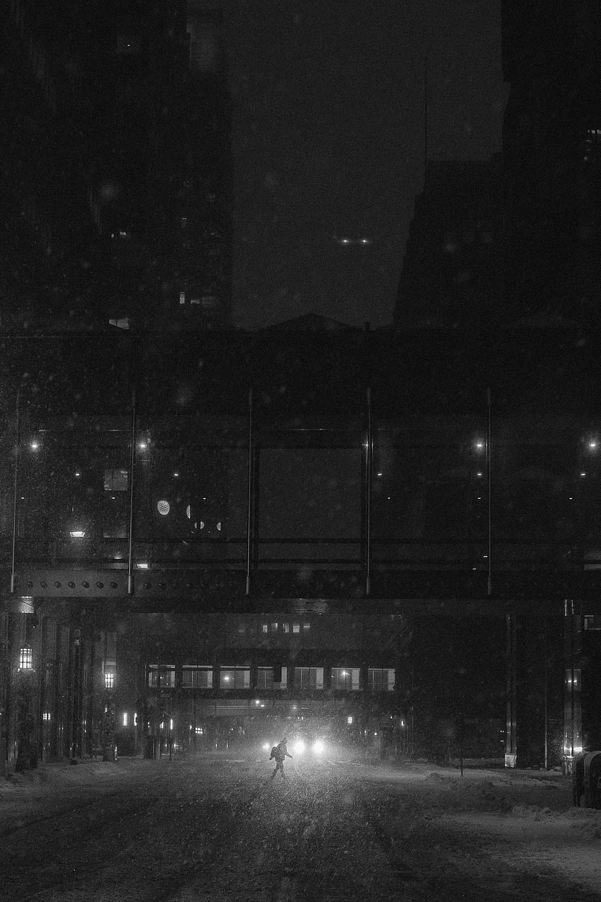 Night, City, Silhouette, Bw, Chb, Mainly Cloudy, Overcast HD phone wallpaper