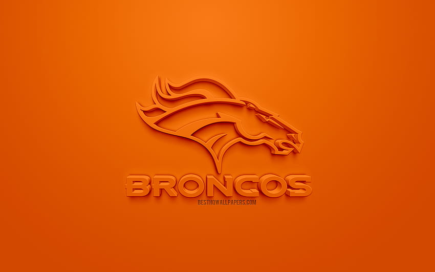 Denver Broncos, American football club, creative 3D logo, orange background, 3D emblem, NFL, Denver, Colorado, USA, National Football League, 3D art, American football, 3D logo for with resolution HD wallpaper