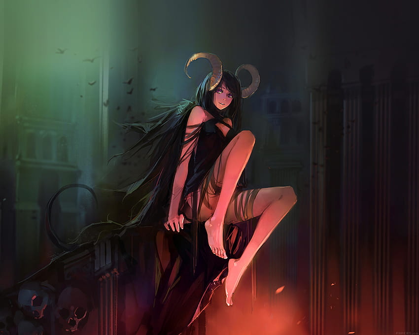 Devil Skull Girl Illust Art, Devil Lady HD wallpaper | Pxfuel