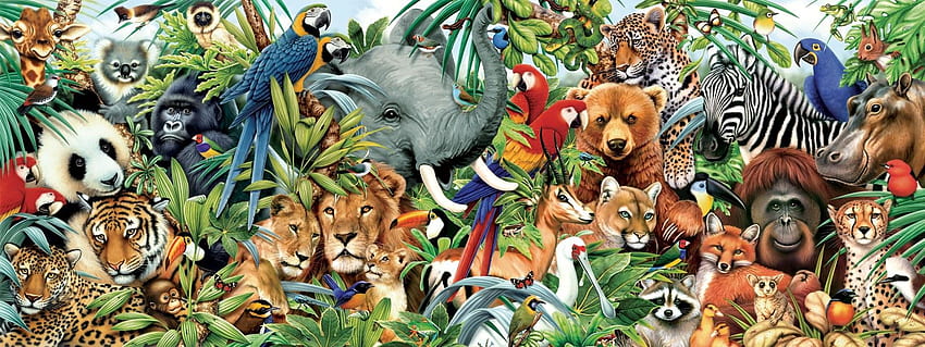 Plantas y animales de la selva tropical animales, bosque tropical, tigre / y móvil fondo de pantalla