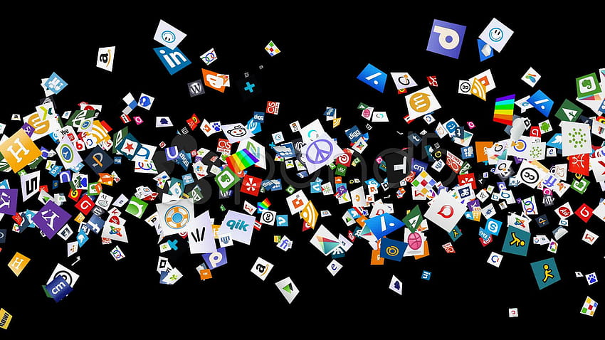 Eksplozja mediów społecznościowych - tło komputera mediów społecznościowych, sieć społecznościowa Tapeta HD
