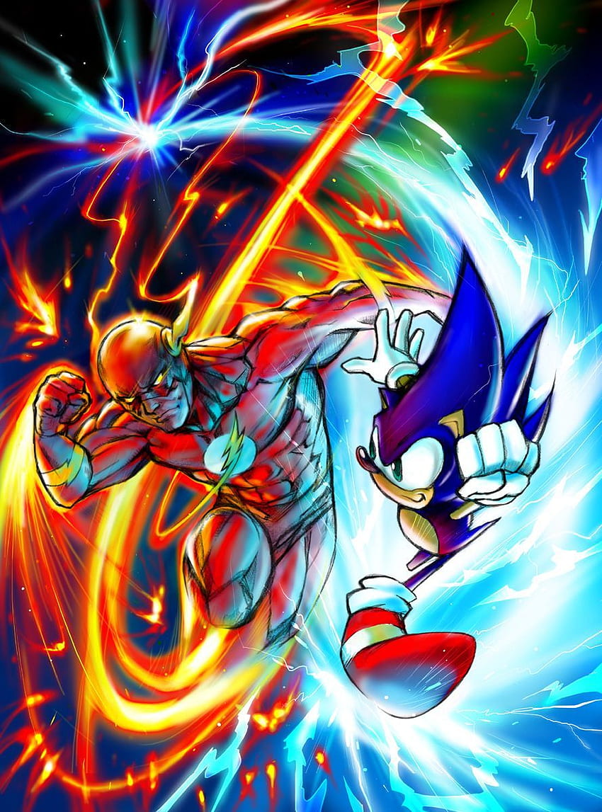 Flash (Barry) kontra Sonic. Grafika fanów Sonic, Flash vs, komiksy Flash, Sonic i Goku Tapeta na telefon HD