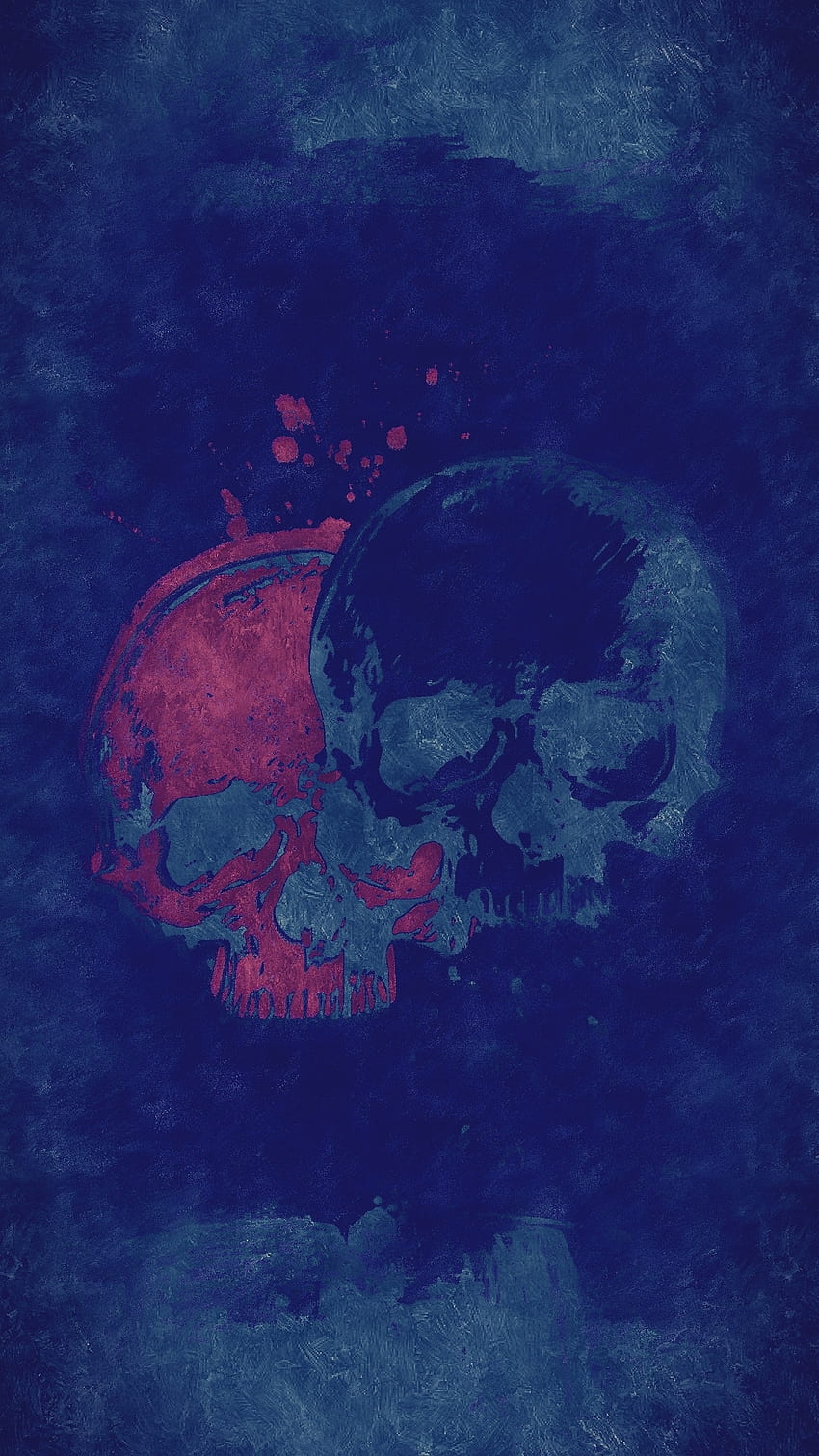SK 89, skulls, pink, gray, blue, wet, dark, grainy, skull, two, grey HD phone wallpaper