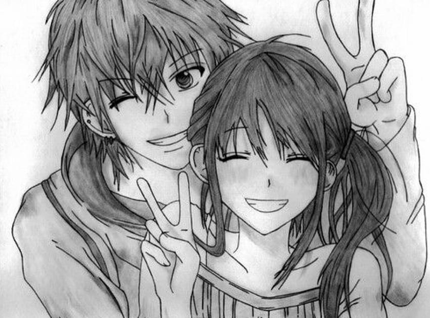Black And White Anime Couple Wallpapers  Wallpaper Cave