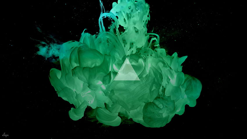 triangle, Ink, Smoke, Abstract, Digital Art, Green, Alberto Seveso, Inverted / and Mobile Background HD wallpaper