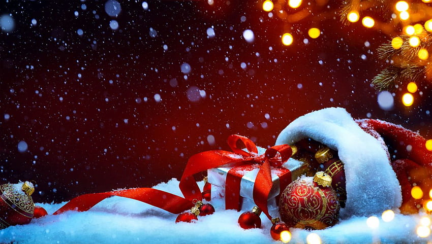 Bauble Christmas Gift Light Santa Hat . . 1198554. UP HD wallpaper