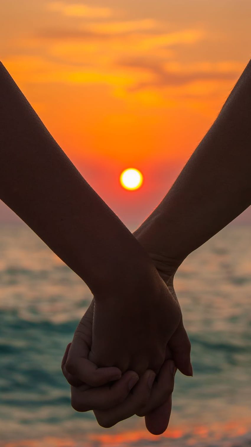 sunset, nature, sea, love, hands 80391, Holding Hands HD phone wallpaper