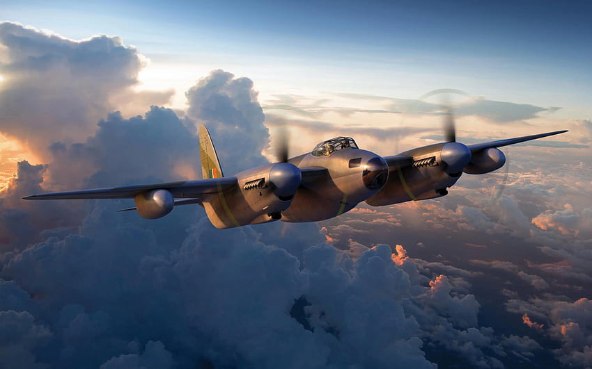 De Havilland Mosquito, bombardiere britannico, seconda guerra mondiale, Havilland Mosquito FBMkVI, aereo della seconda guerra mondiale, de Havilland Aircraft Company Sfondo HD