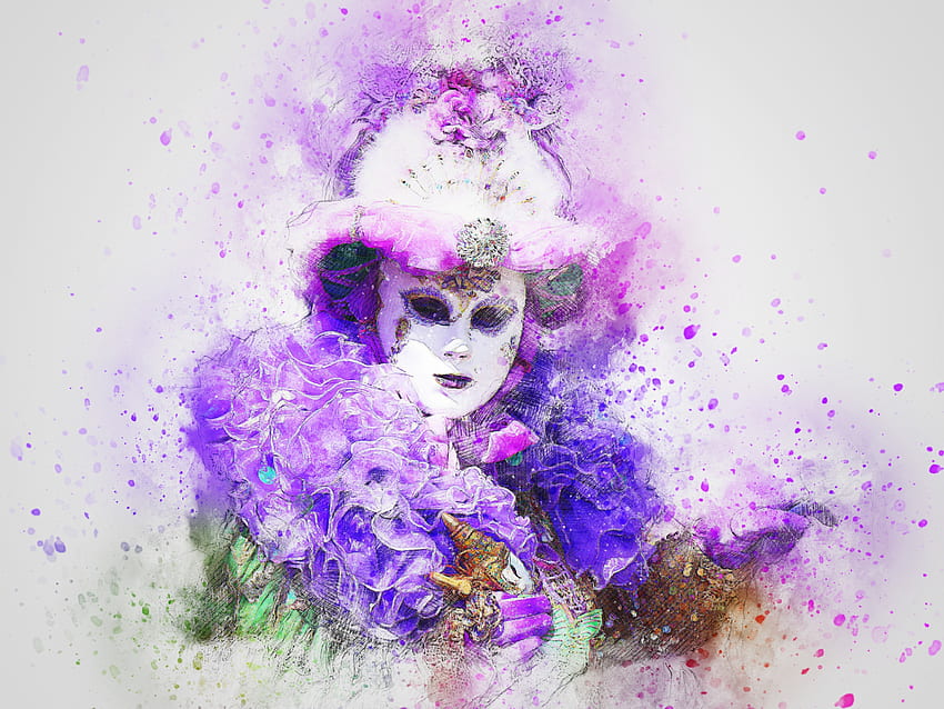 Kunst, Maske, Aquarell, Karneval HD-Hintergrundbild