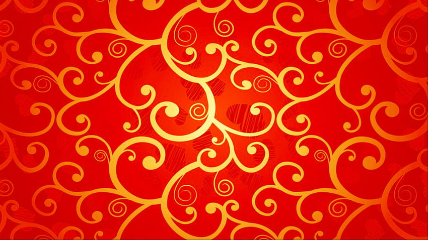 Червени китайски дизайни 15 от 20 със златни флорални шарки - . . Висока разделителна способност, червен и златен абстракт HD тапет