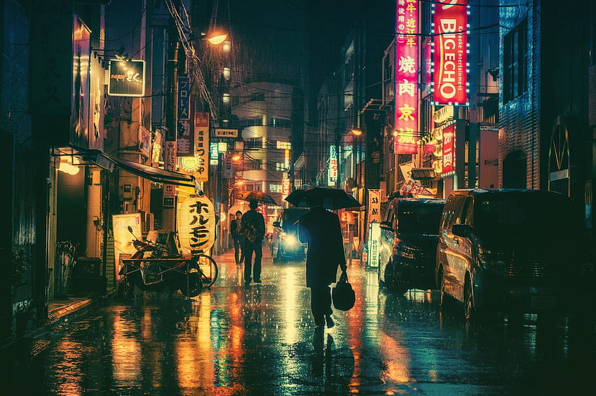 Interessantes des Tages: Tokyo Street Scene, japanische Grafik HD-Hintergrundbild