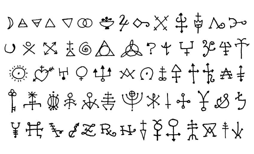 Symbole okultystyczne i wzory ezoteryczne - kolekcja wektorów. Symbole okultystyczne, symbole ezoteryczne, symbole alchemiczne Tapeta HD